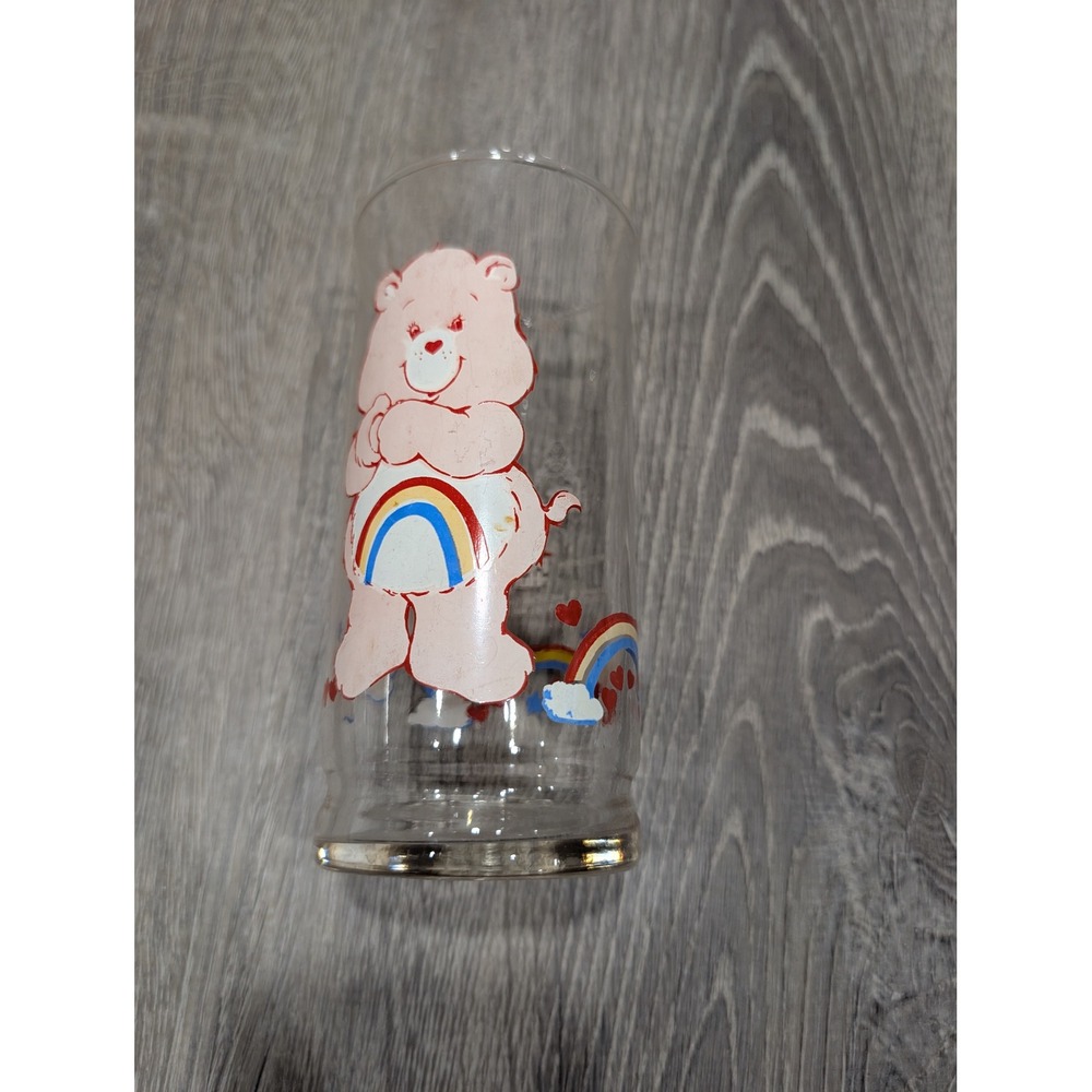 vintage 1983 Pizza Hut Care Bears "Cheer Bear" promotional drinking glass, Retro